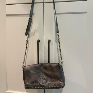 Tory Burch Dark Gray Leather Crossbody Bag